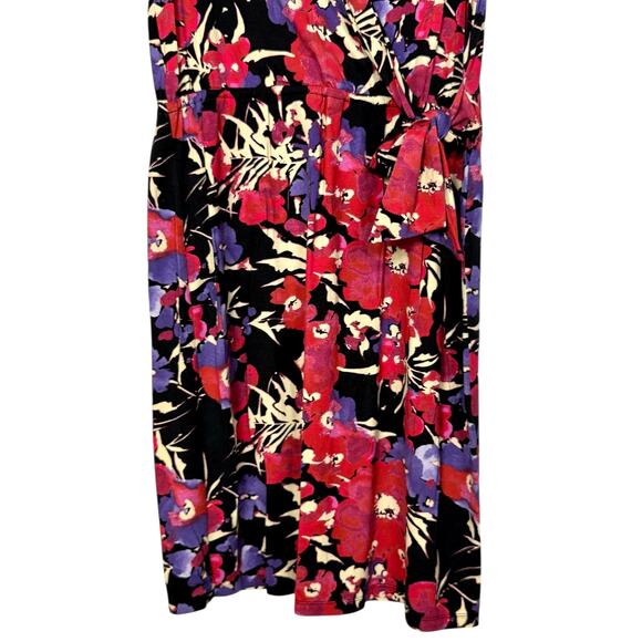 Anne Klein Floral Sleeveless Faux Wrap Dress V-Neck Midi Stretch Size Large NWOT - Picture 6 of 13